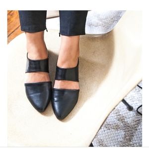 Zou Xou black leather mule slides slippers